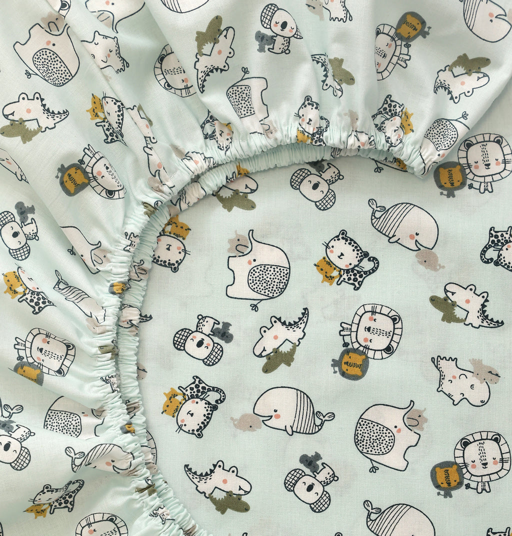 Cearceaf cu elastic, Little Friends Mint