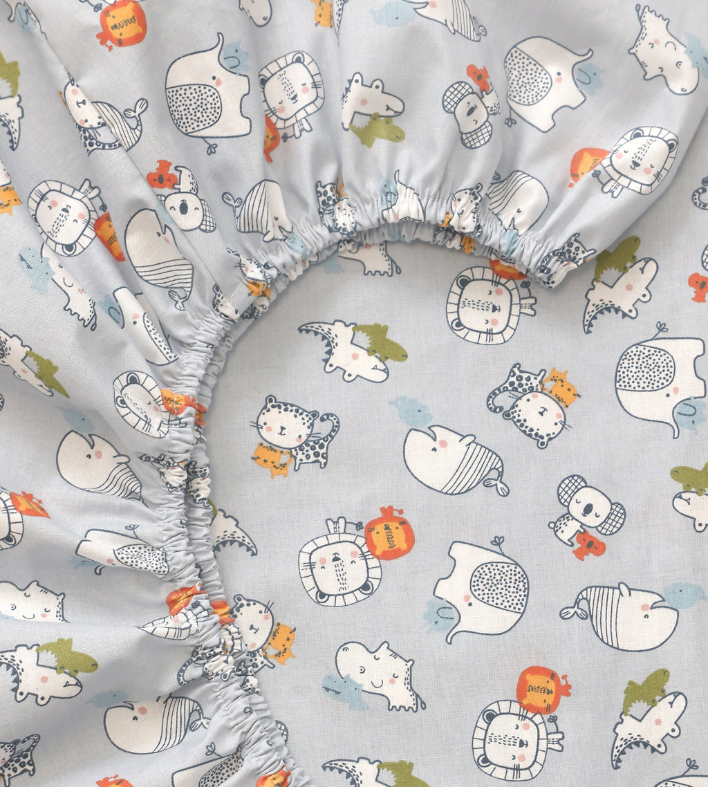 Cearceaf cu elastic, Little Friends Gray