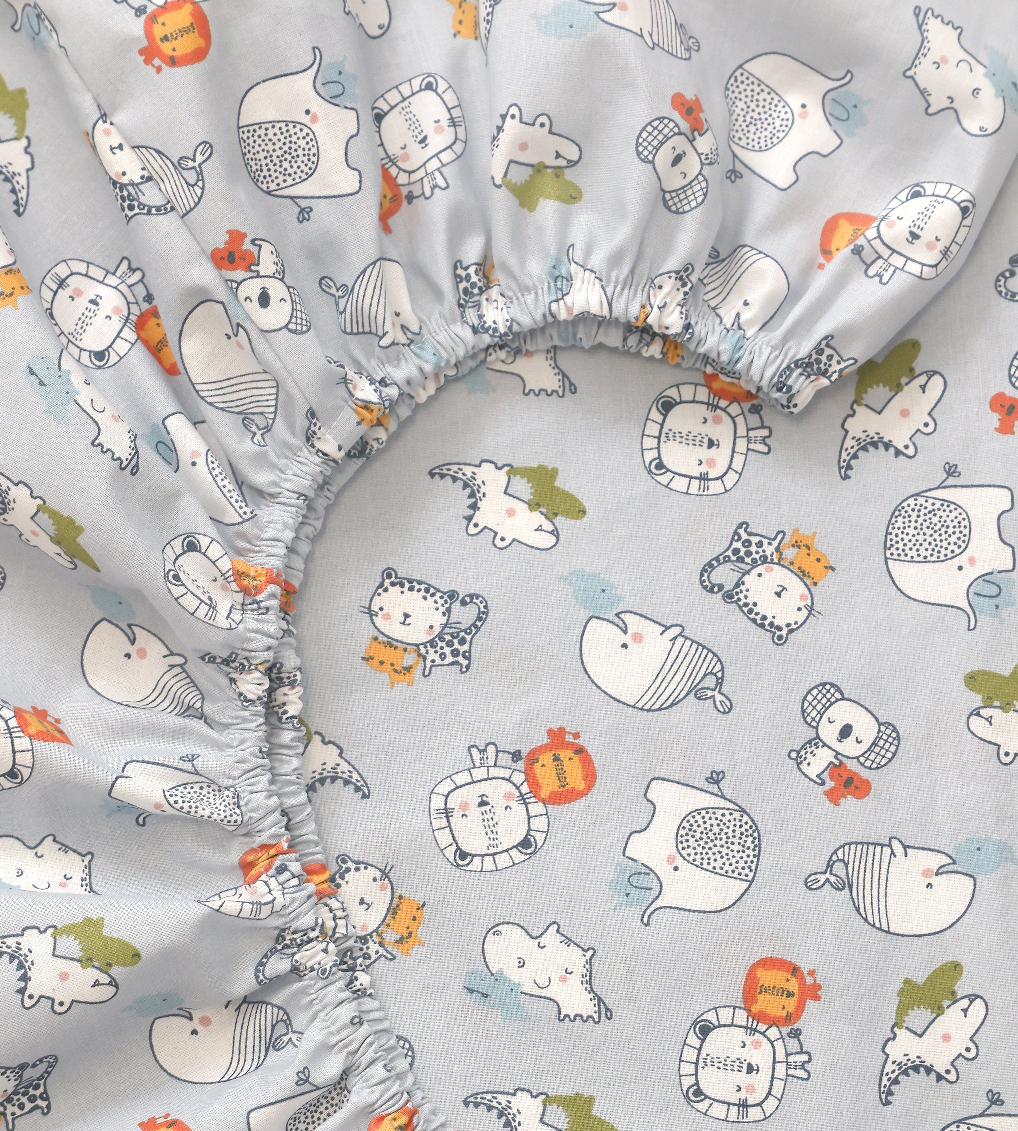 Cearceaf cu elastic, Little Friends Gray