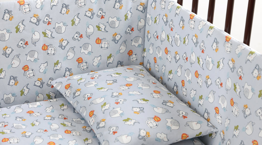 Lenjerie de pat, 7 piese, Little Friends Gray