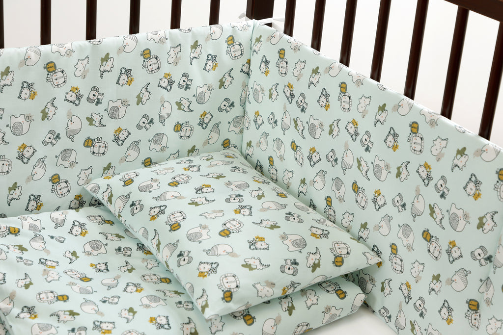 Lenjerie de pat, 7 piese, Little Friends Mint