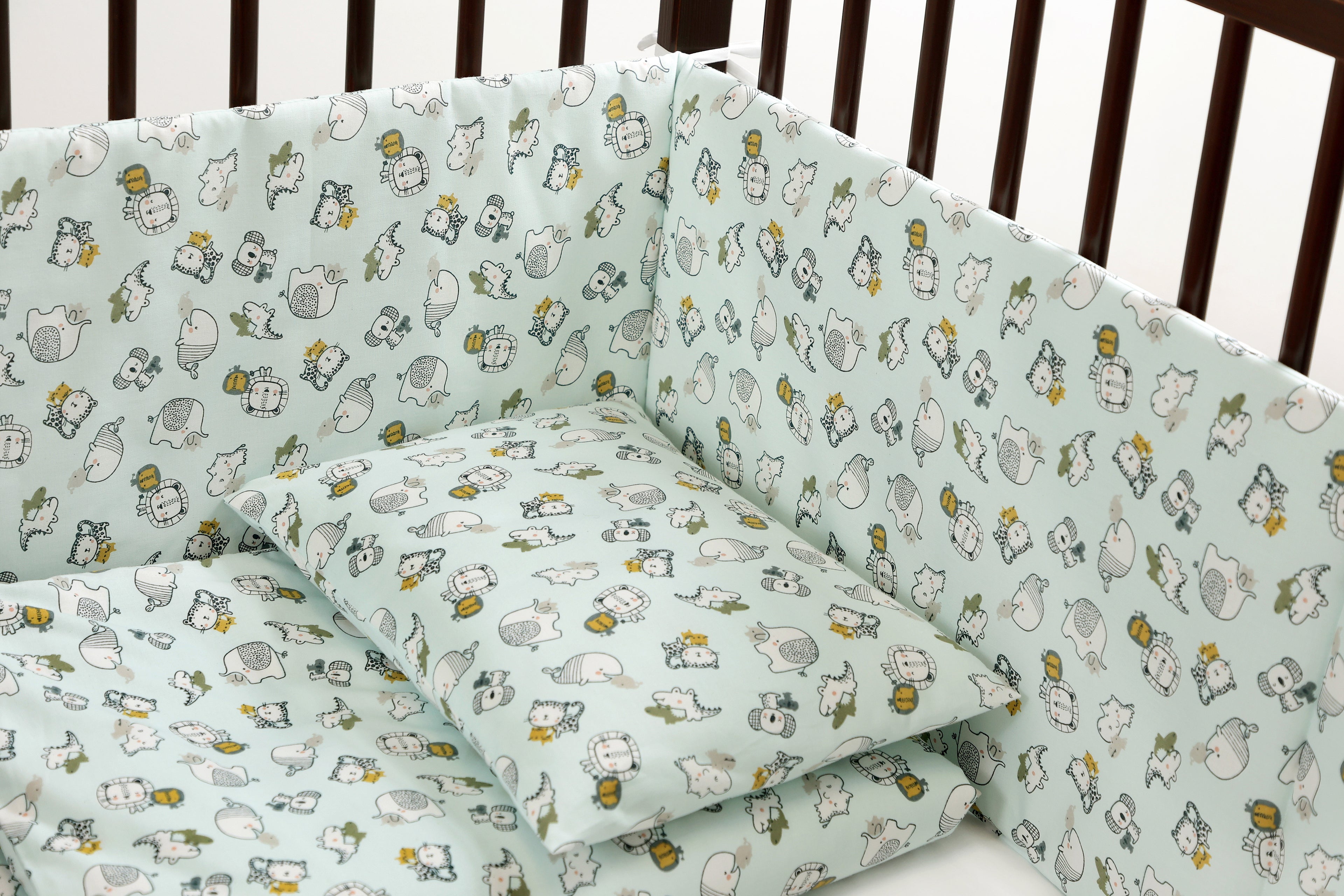 Lenjerie de pat, 7 piese, Little Friends Mint